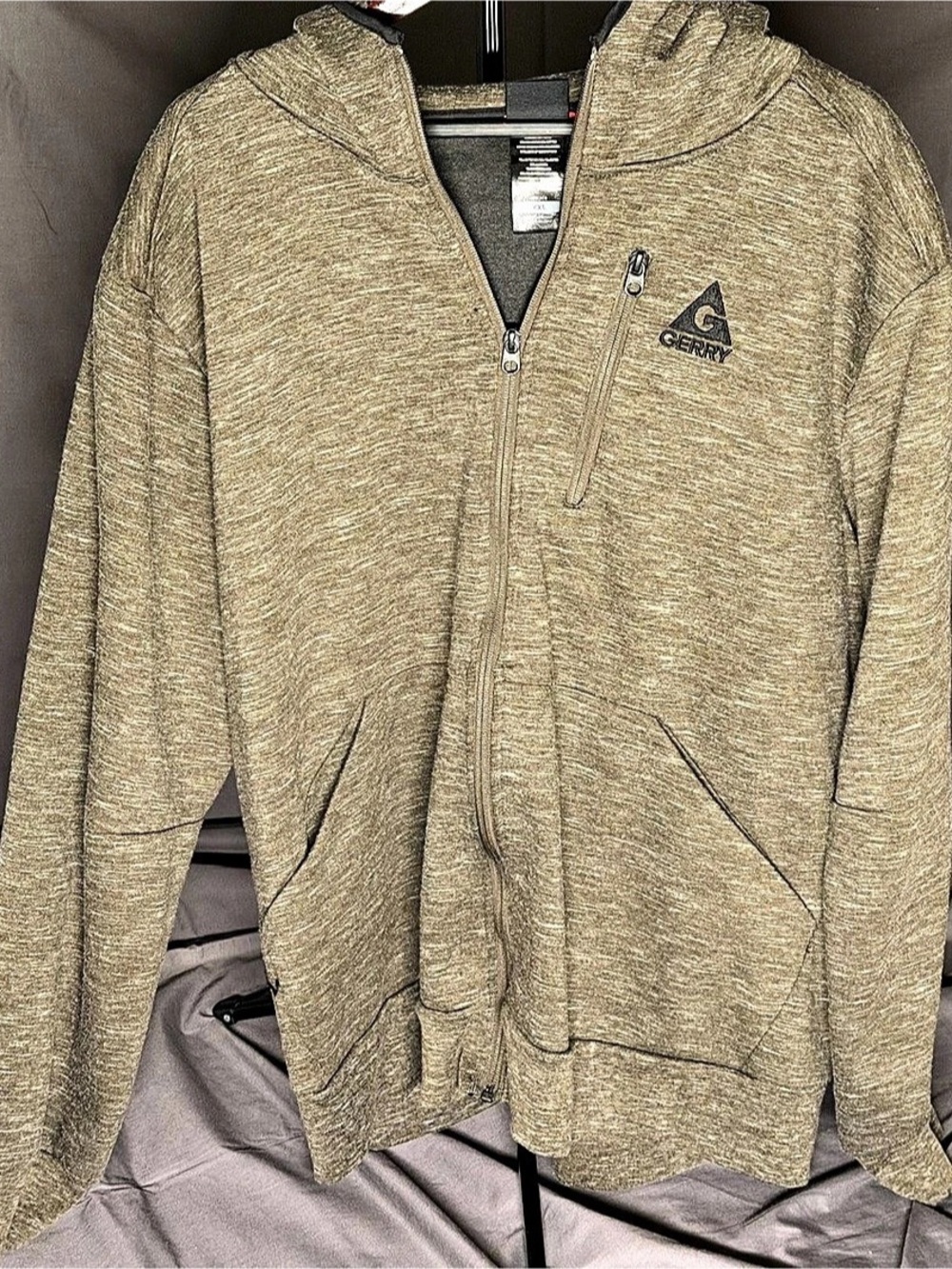 Gerry Outdoor Static Full-Zip Heather Olive Green Hoodie (Men's XXL)